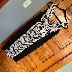 WHBM body contouring dress in black and white. Great for any occasion